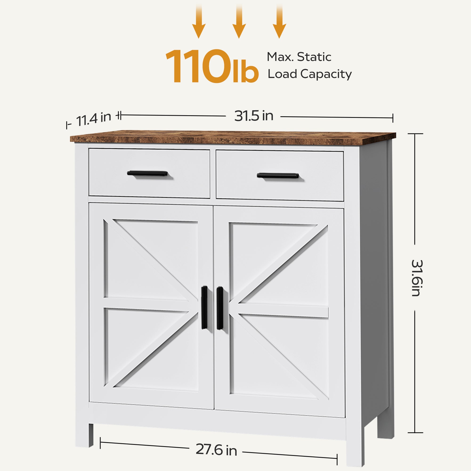 Kitchen Storage Cabinet - Modern Farmhouse Buffet
