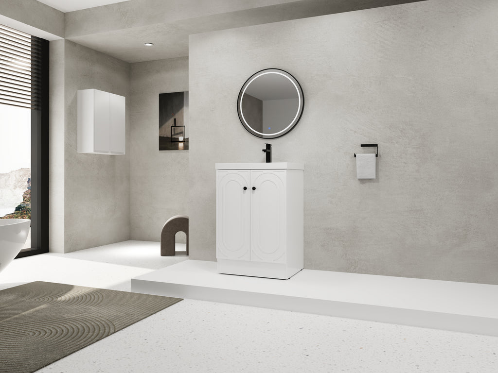 24" Freestanding Bathroom Vanity with Resin Sink