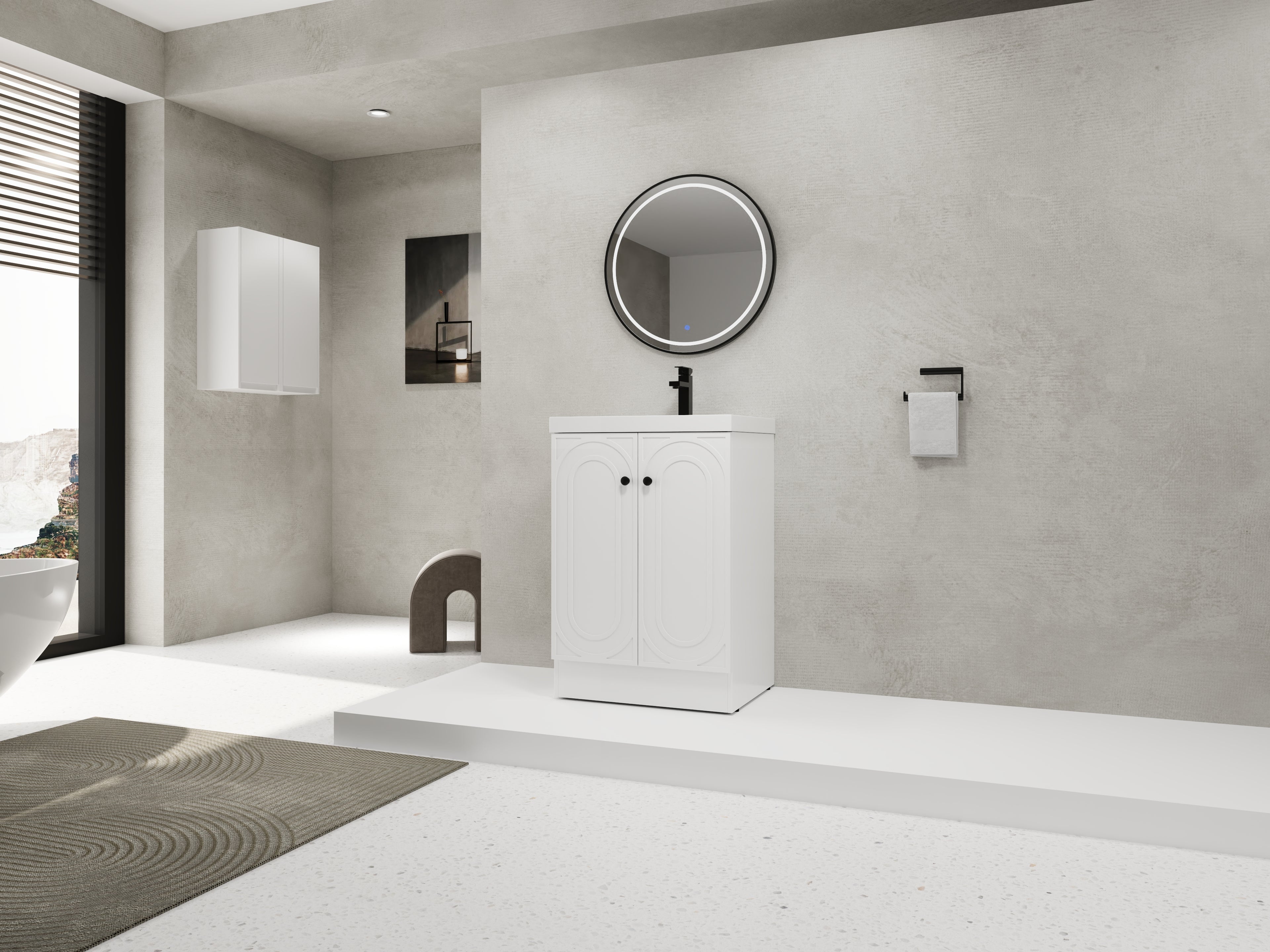 24" Freestanding Bathroom Vanity with Resin Sink