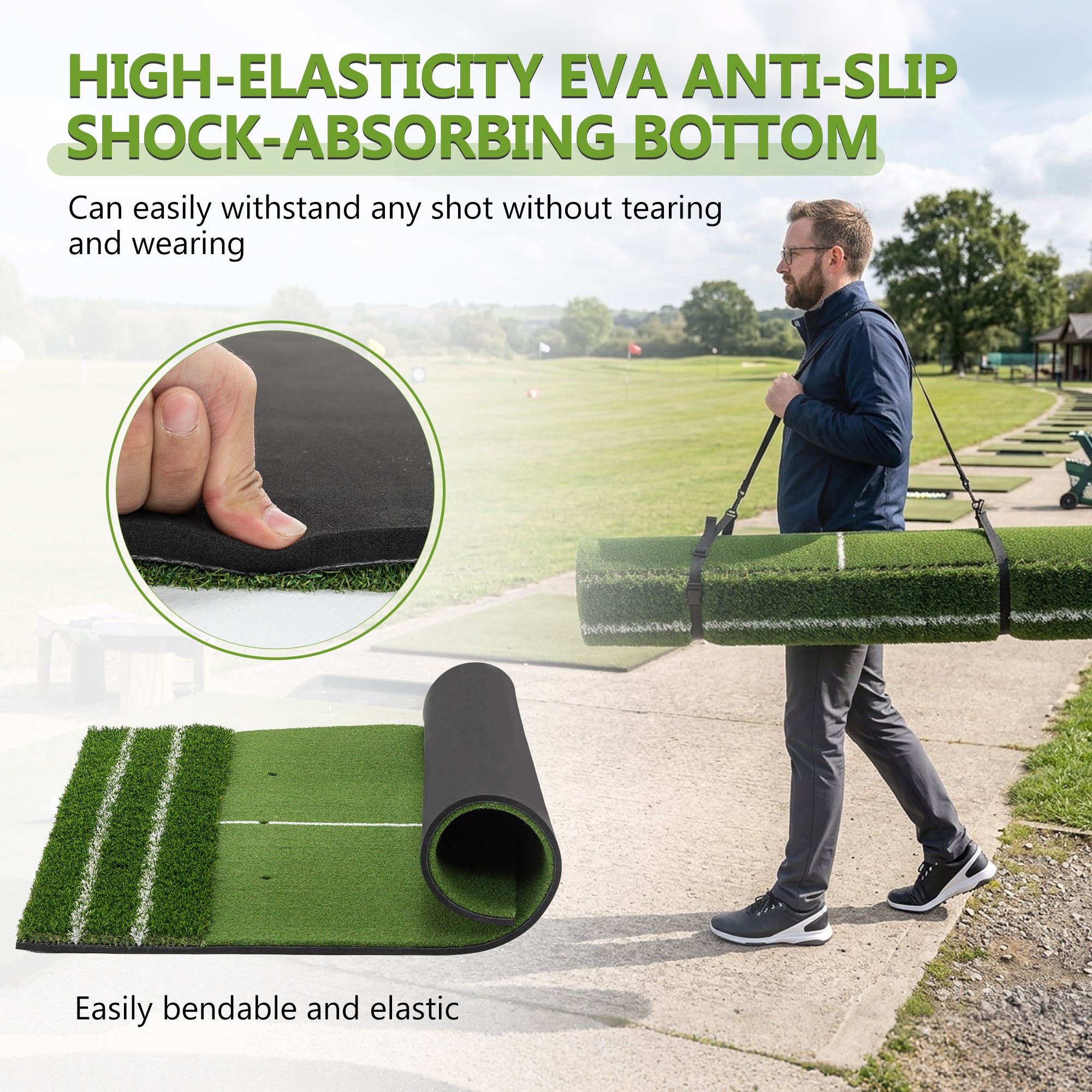 5'x4' Golf Hitting Mat with Guide Line