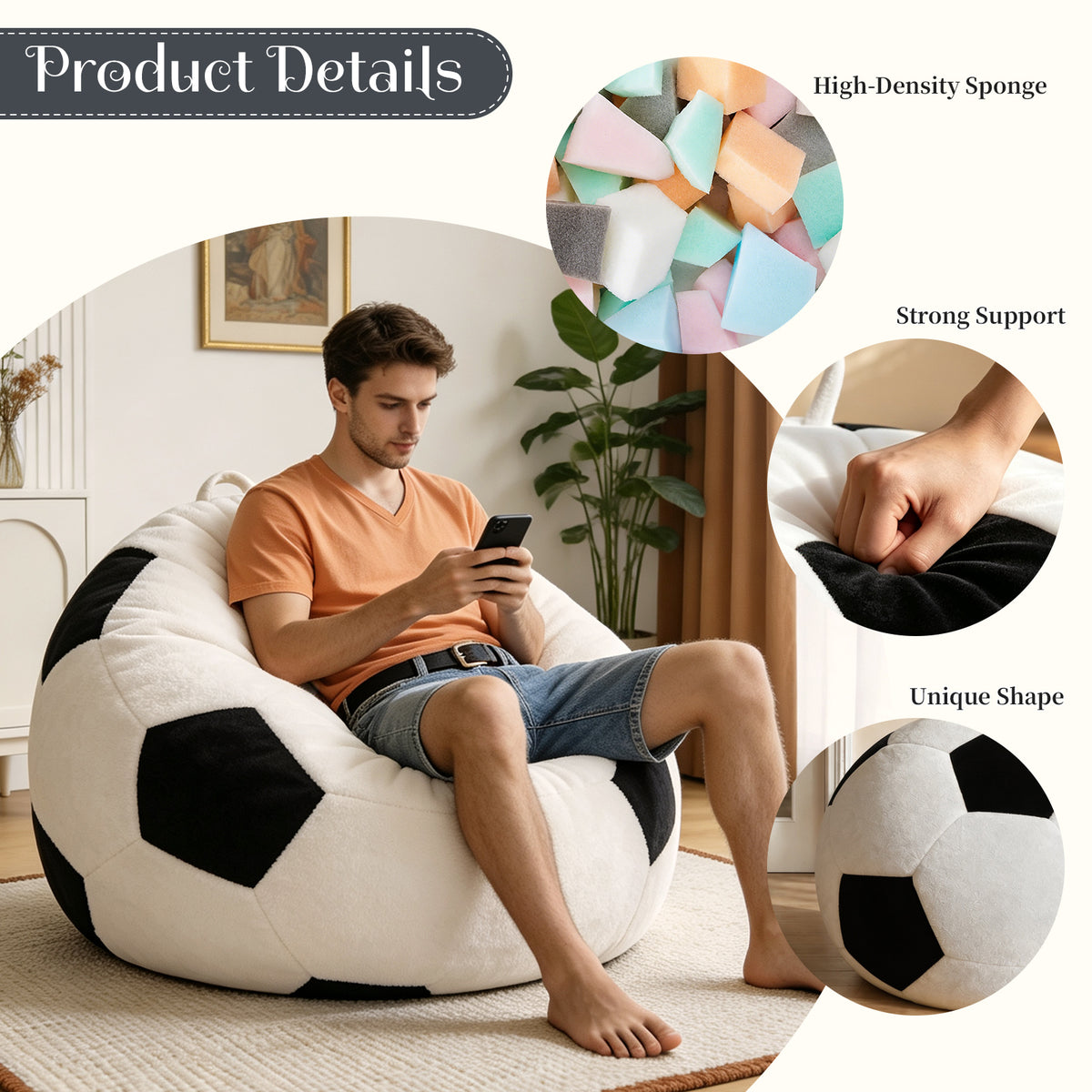 Small Soccer‑Shaped Bean Bag Chair