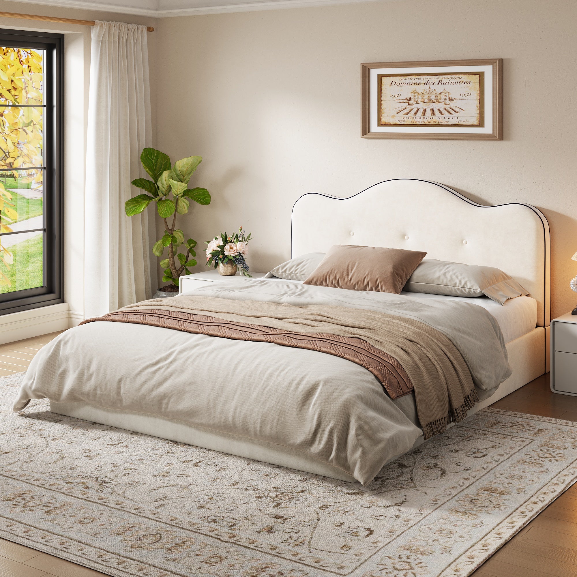 King Size Upholstered Platform Bed