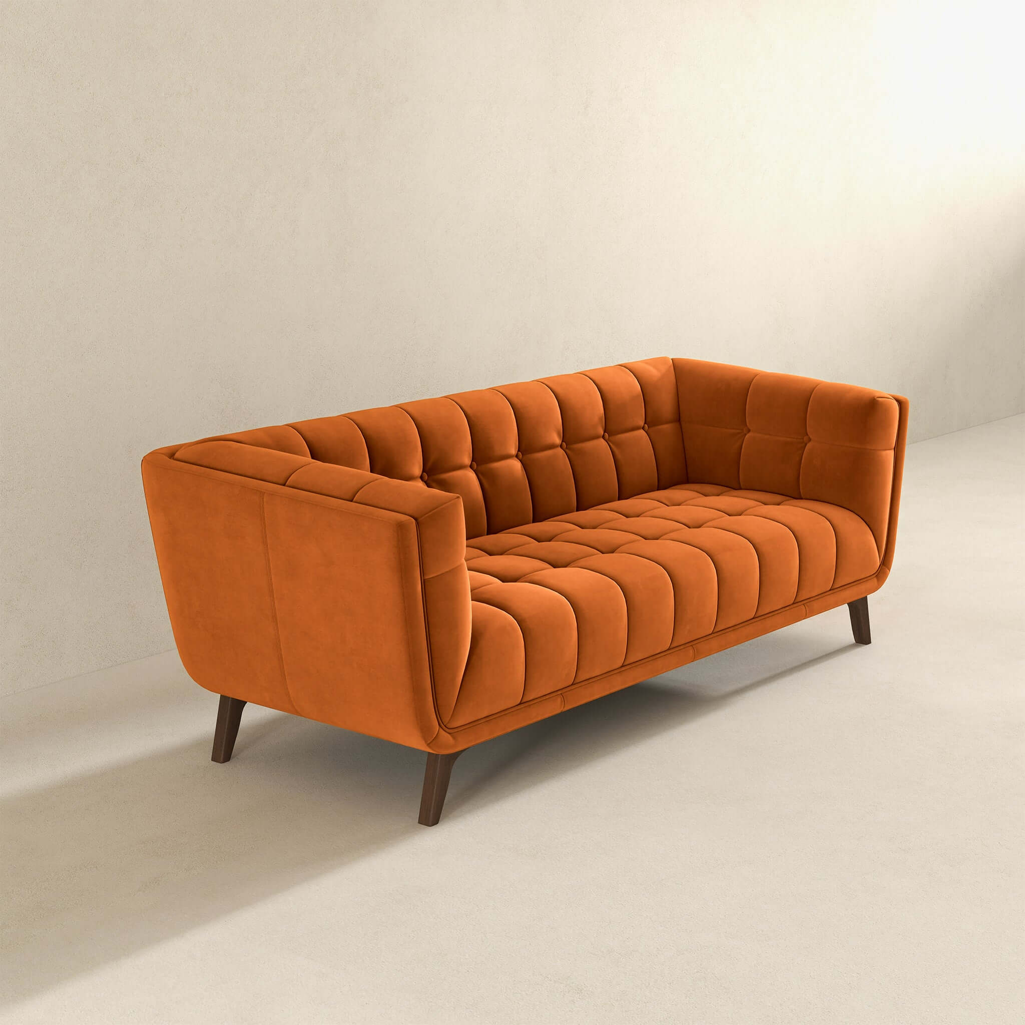 Addison Mid-Century Modern Velvet Sofa in Burnt-Orange