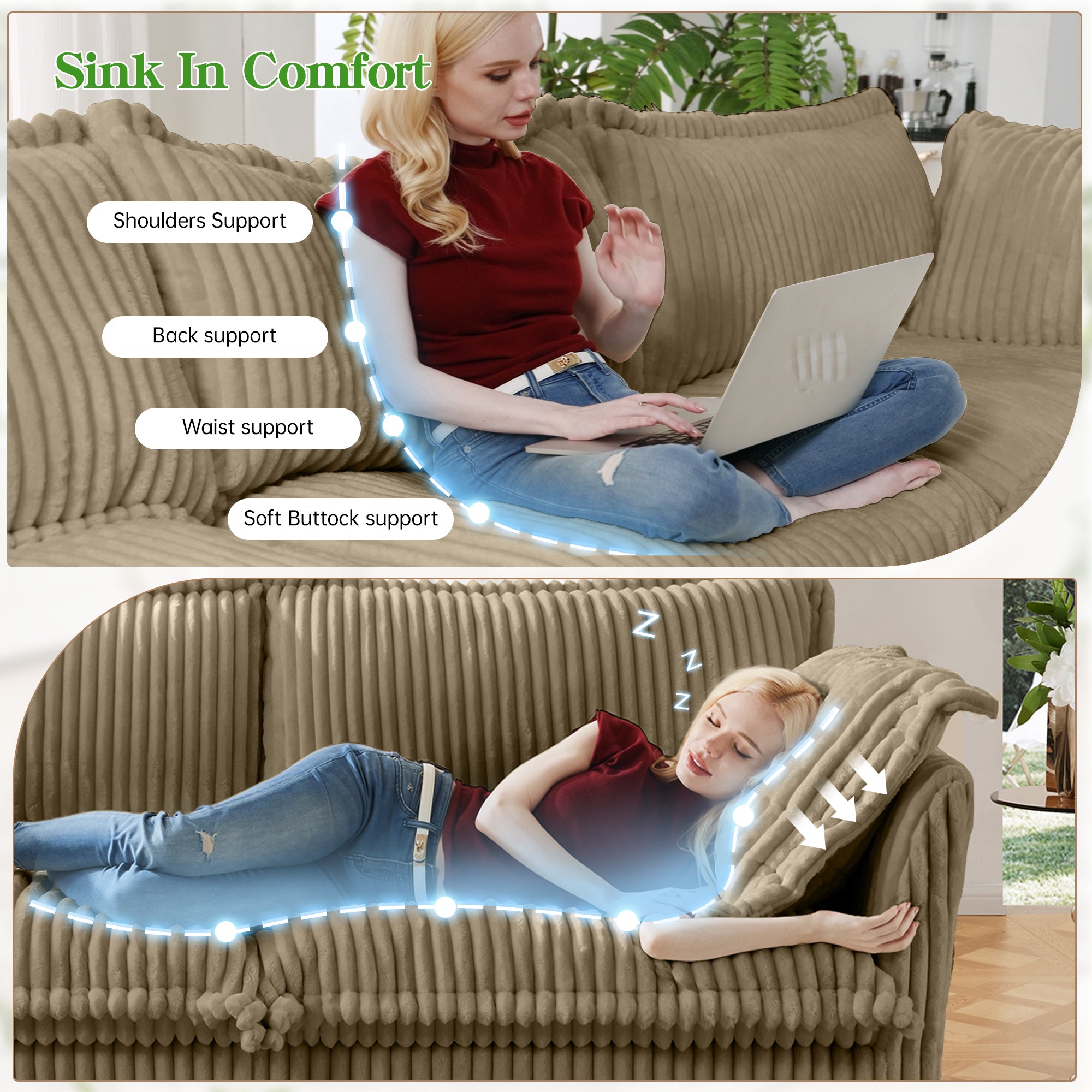 Slipcovered 3 Seater Sofa Couch