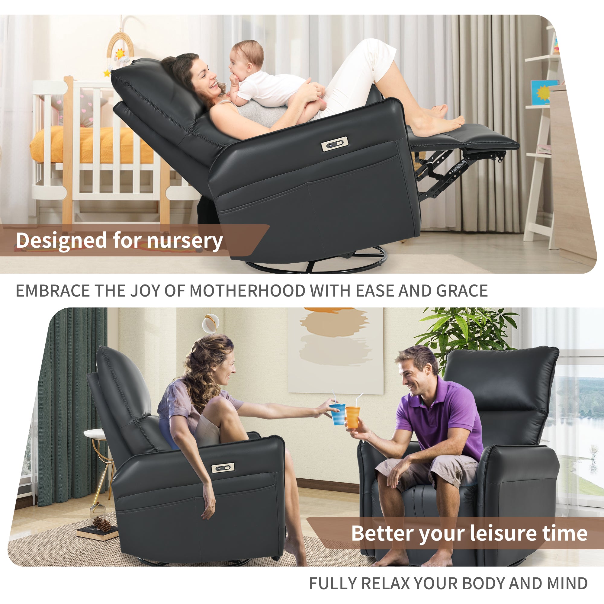 Power Swivel Rocker Recliner Chair for Adults