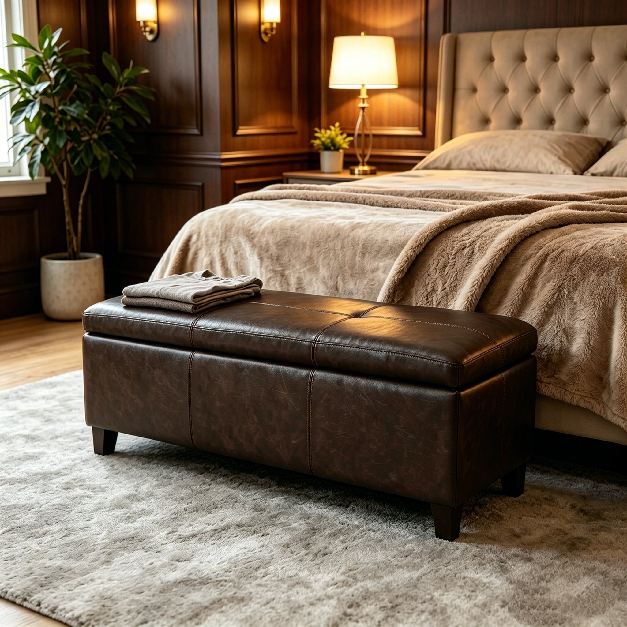 50.25 Inch Wide Contemporary Rectangle Storage Ottoman Bench