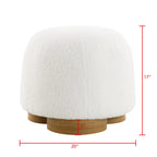 Fully Assembled Round Soft Teddy Fabric Upholstered Ottoman