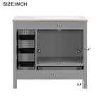 36" Gray Bathroom Vanity with Ceramic Sink