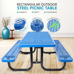 6 Ft. Rectangular Outdoor Picnic Table with Umbrella Pole