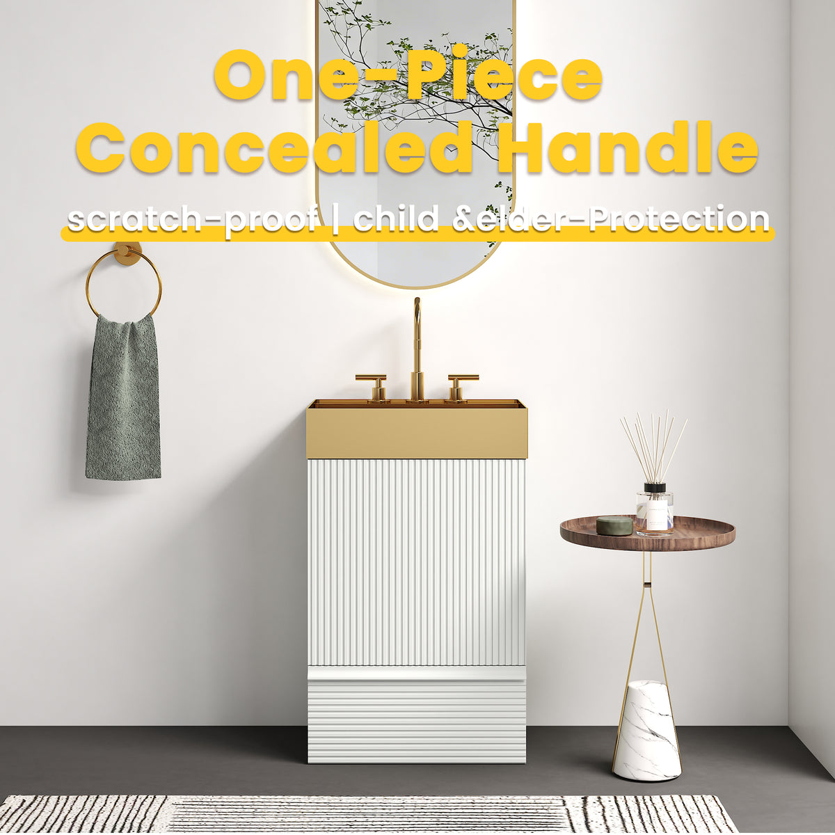 Gada 20" Striped Velvet Bathroom Vanity