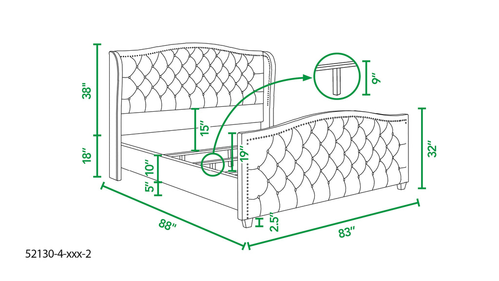 Marcella Upholstered Shelter Headboard Bed Set, King