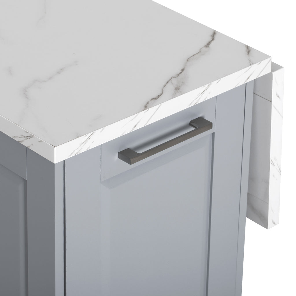 K&K 50.7" Kitchen Island with Storage Tilt Trash Can Cabinet