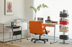 Orange Velvet Criss Cross Armrest Office Chair with Wheels