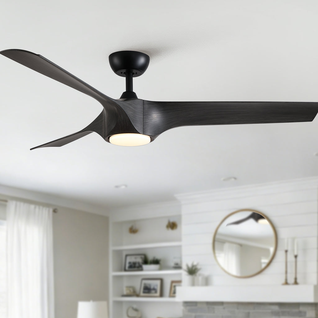 56" Modern Farmhouse Reversible Quiet Motor Ceiling Fan Light
