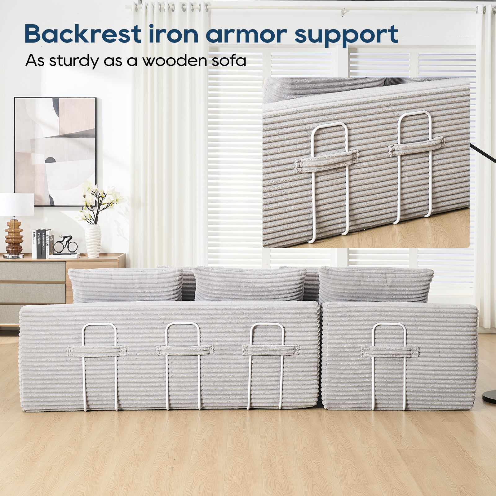 Memory Foam L-Shaped Compression Sofa for Living Room