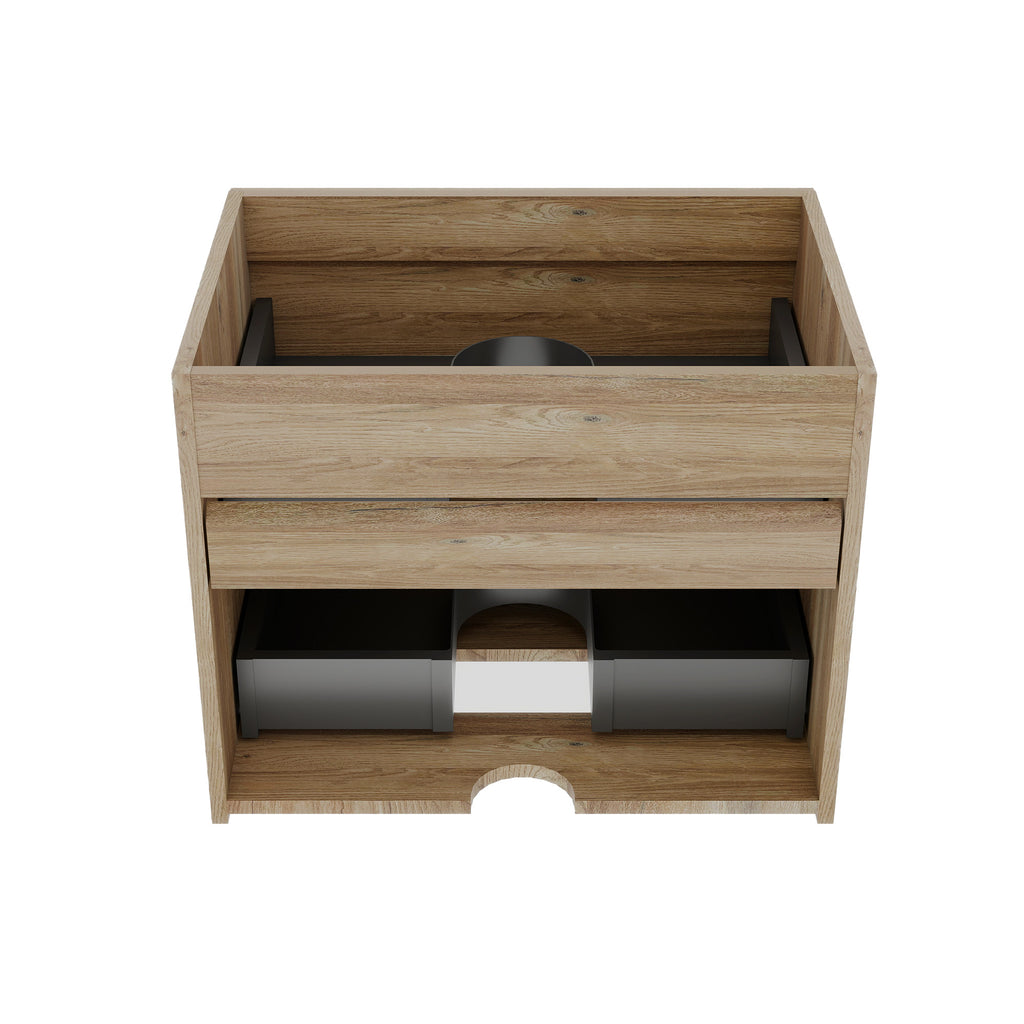 Grace 24 Rough Oak Wall-Mounted Bathroom Vanity, Double Drawer