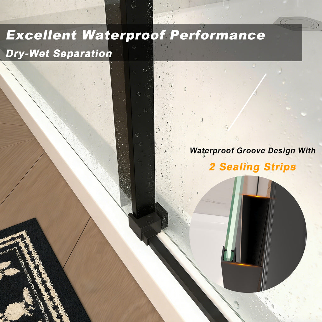 60" W × 72" H Single Sliding Shower Door