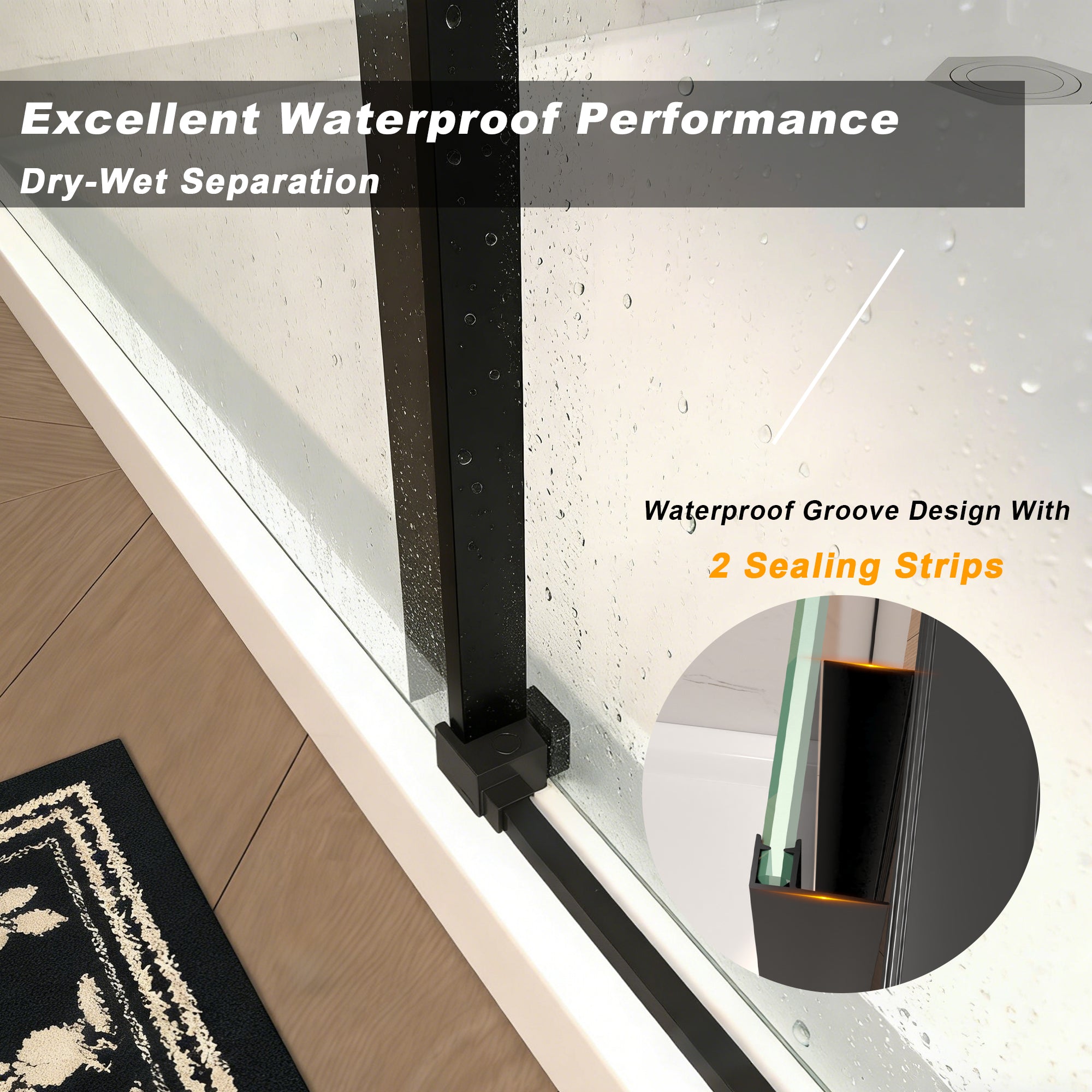 60" W × 72" H Single Sliding Shower Door