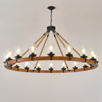 18-Light Rustic Wagon Wheel Chandelier