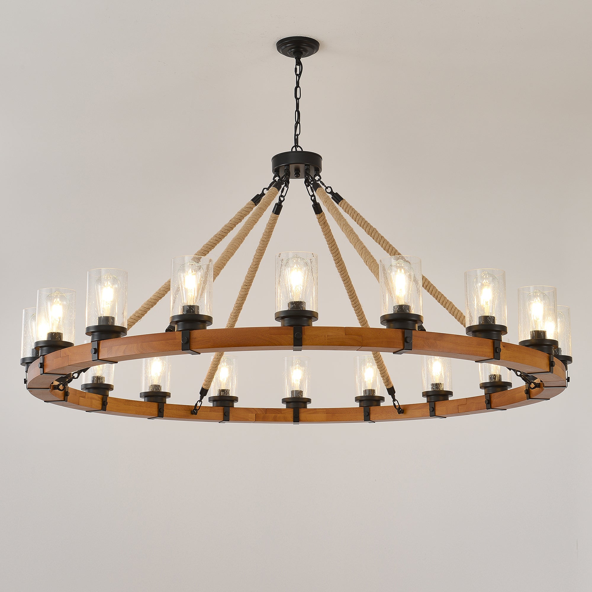 18-Light Rustic Wagon Wheel Chandelier