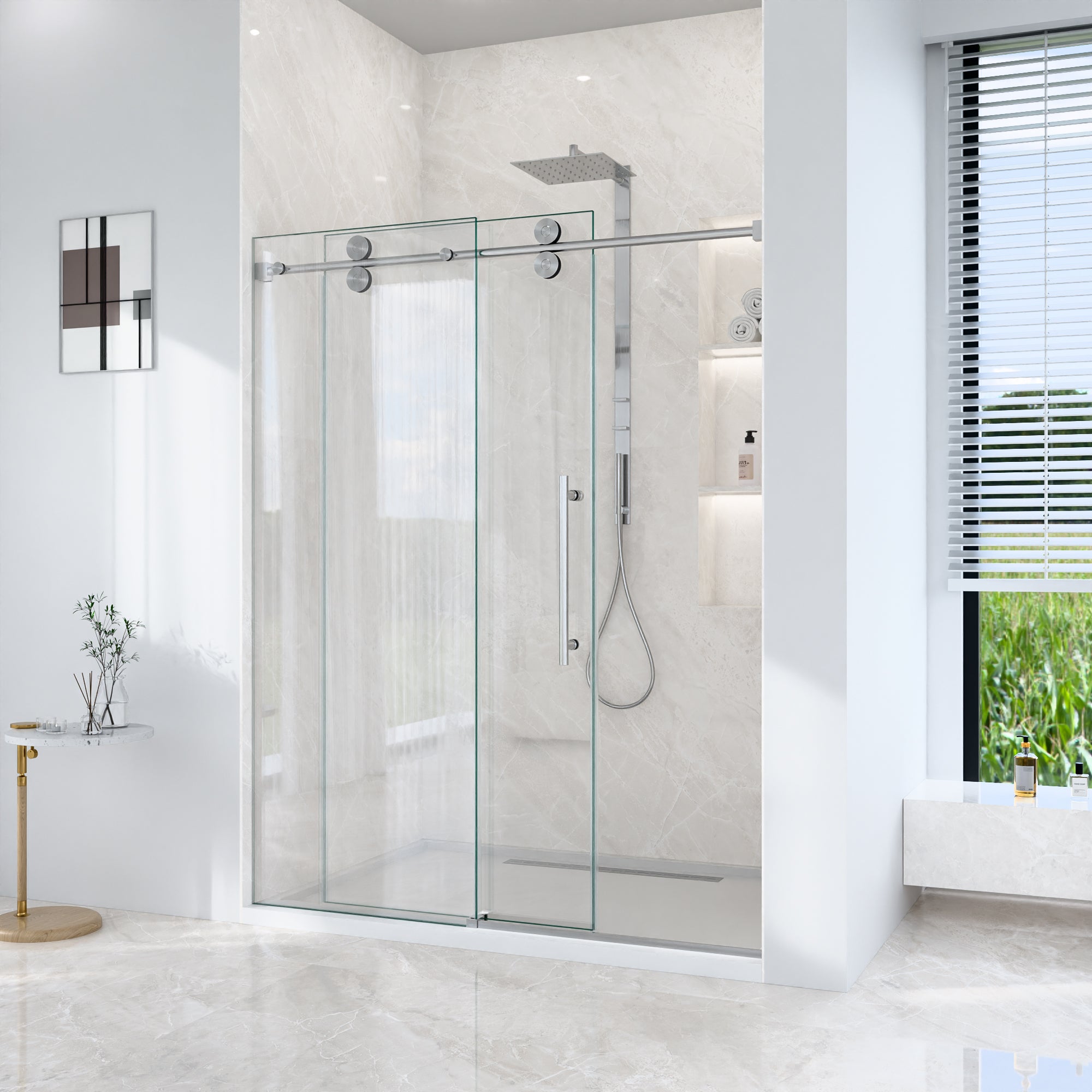 56"-60"W*72" H Frameless Single Sliding Shower Door