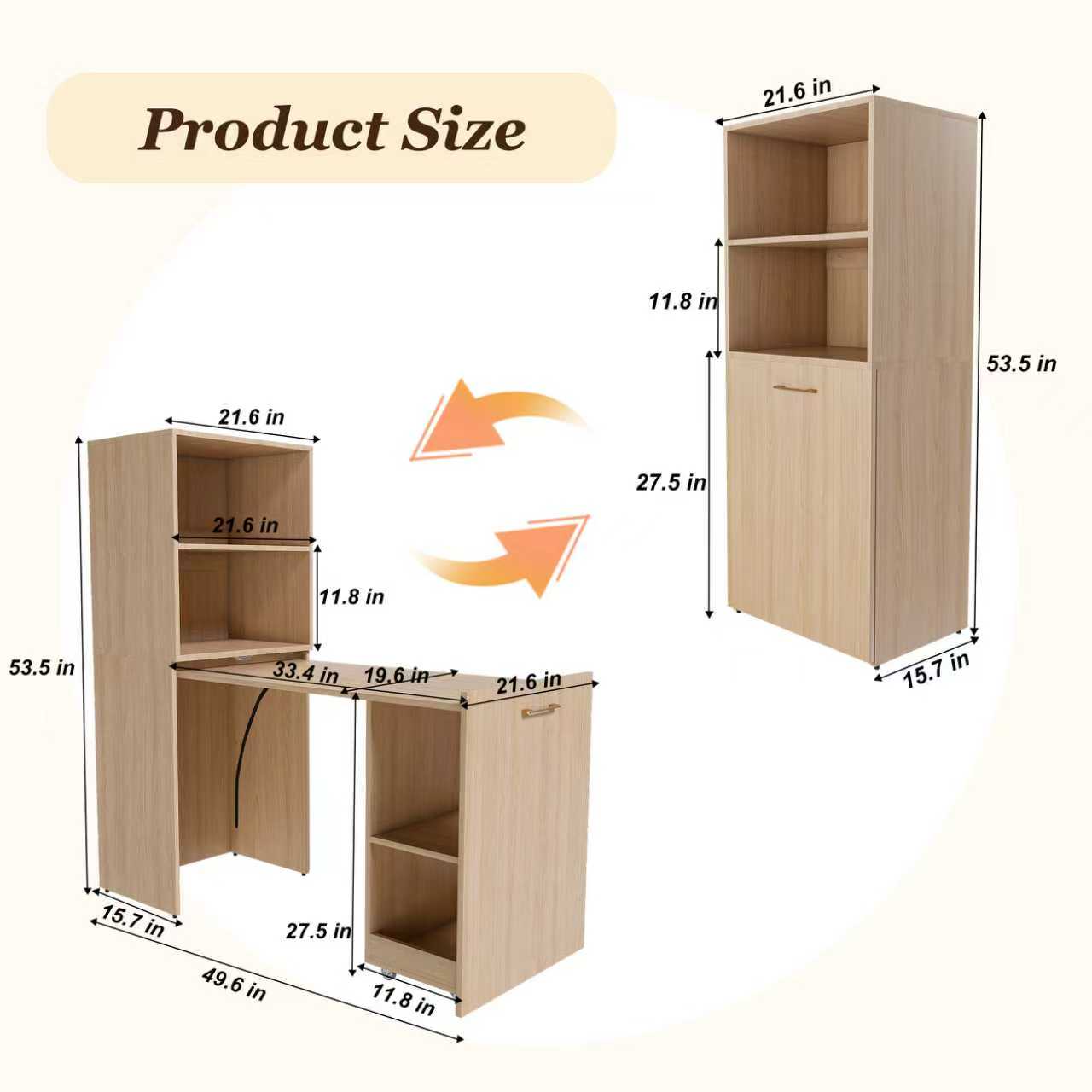 Stretchable Desk with Storage Shelves and Mobile Wheels