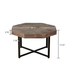 Wood Octagonal Vintage Patchwork Craft Farmhouse Coffee Table