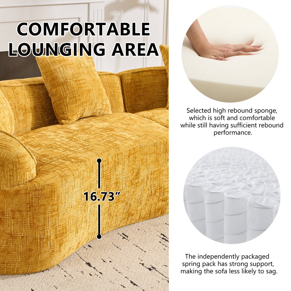 Yellow Curved Compressed Sofa - Creative Nordic-Style Design