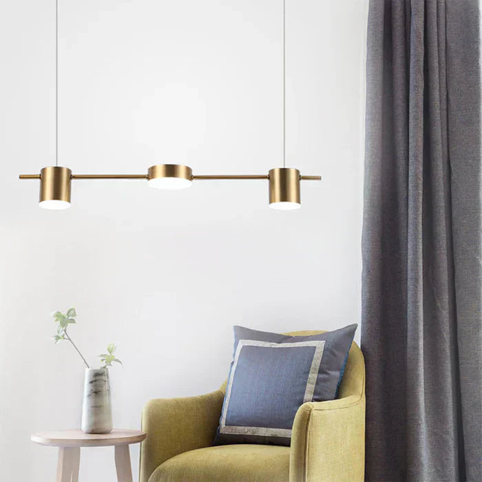 Modern Aluminum Drum Pendant Light LED 3 or 5 Light Black Gold