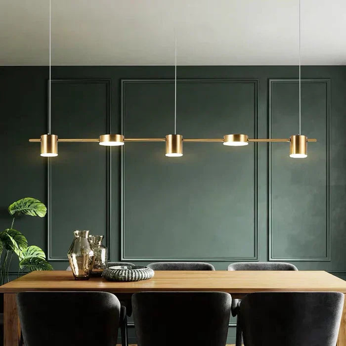 Modern Aluminum Drum Pendant Light LED 3 or 5 Light Black Gold