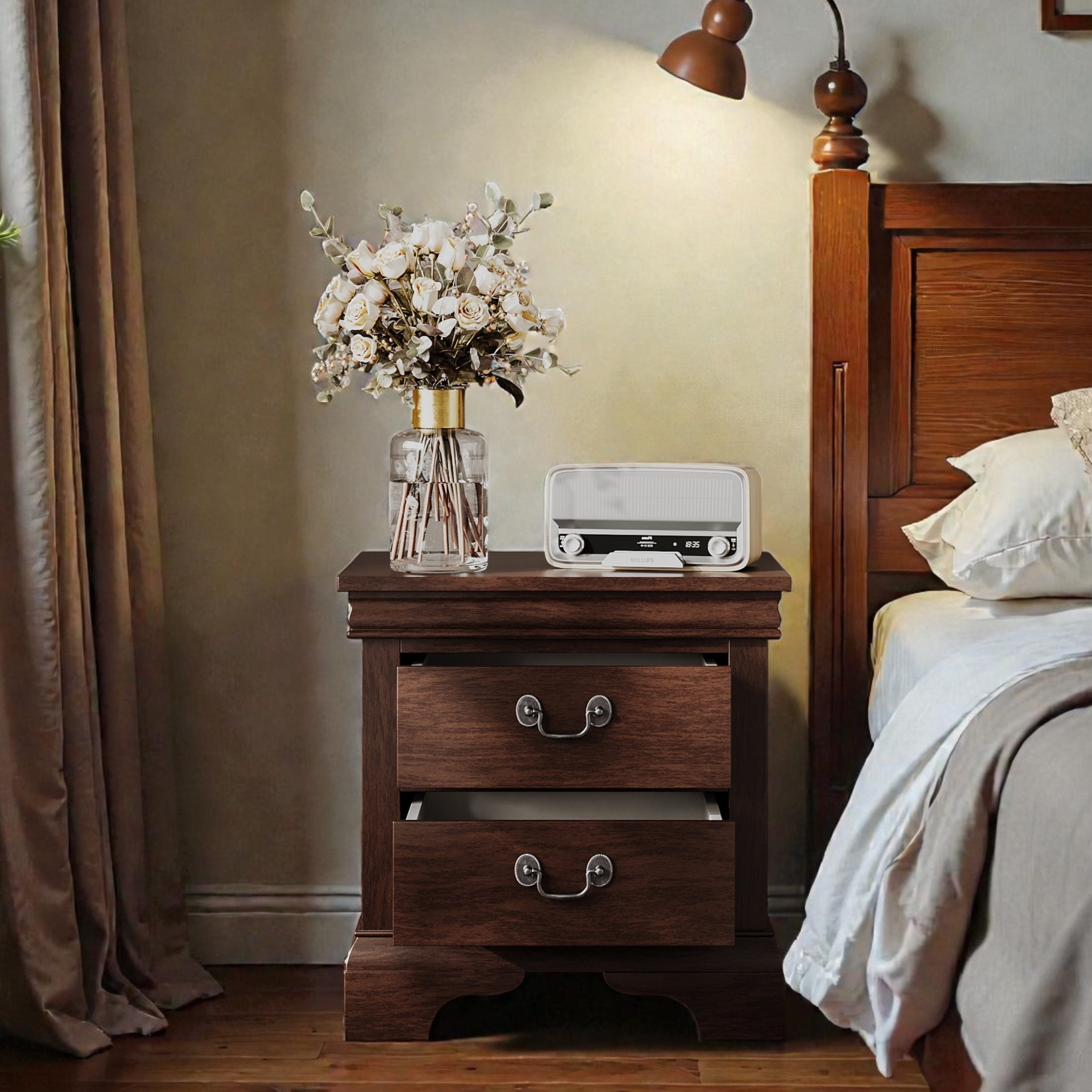 Classic Wooden Nightstand - Cherry