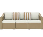 Outdoor Rattan Sofa with Cushions and Throw Pillows