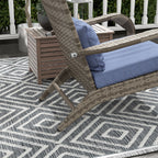 Outsunny Patio Wicker Adirondack Chair with Ottoman
