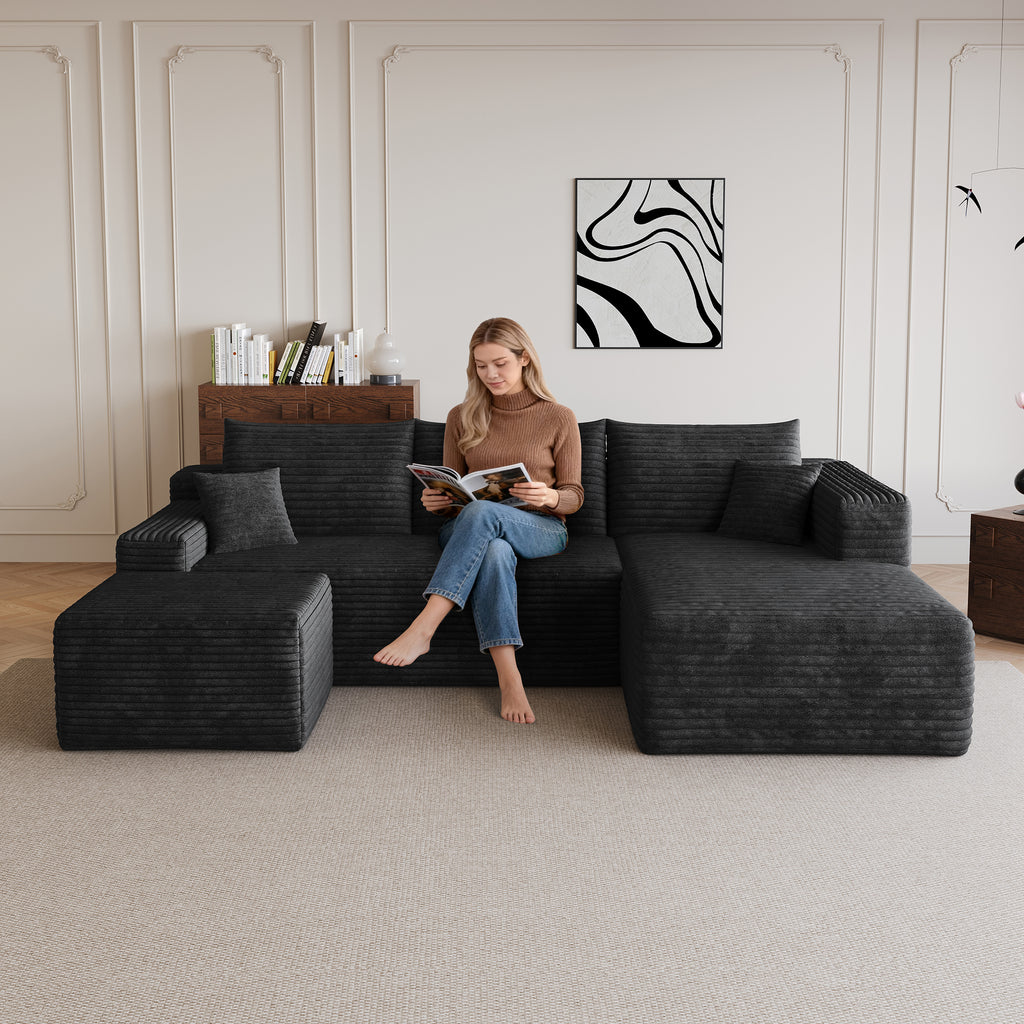 95" Cloud Sectional Sofa with Ottoman