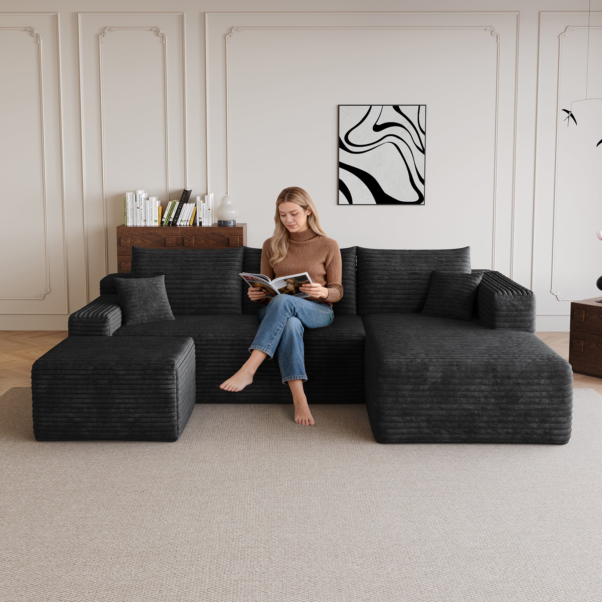 95" Cloud Sectional Sofa with Ottoman