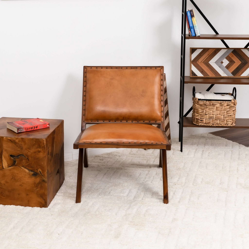 Colin Mid-Century Modern Leather Lounge Chair