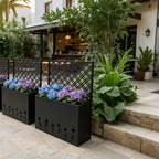 Tall Metal Planter Raised Garden Bed with Trellis