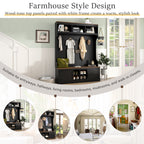 Vibe Haus 71"H Farmhouse Hall Tree with Bench and Shoe Storage