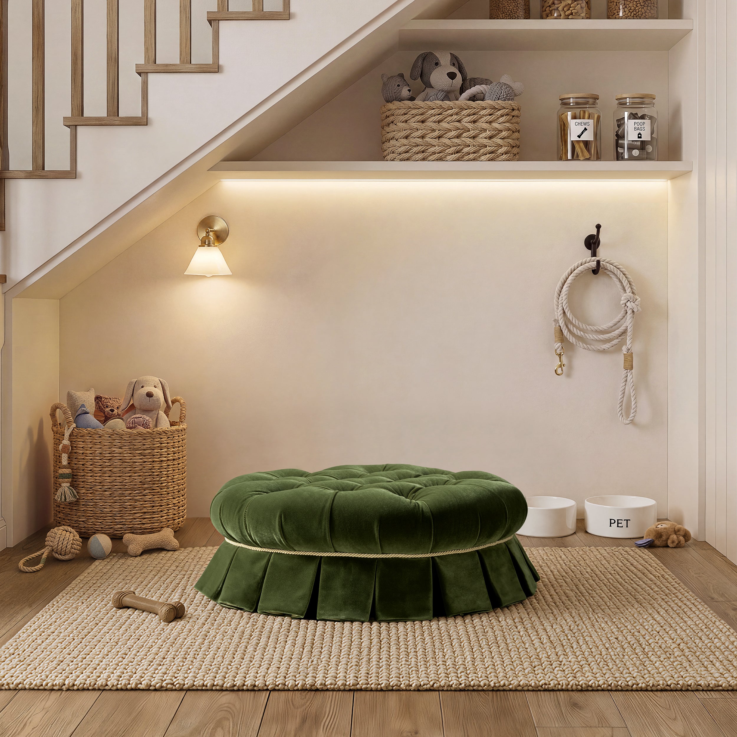 Roquefort 24.5" Dog Sofa Bed, Medium, Olive