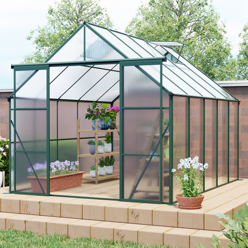 8x10FT Double Door Polycarbonate Greenhouse