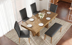 TOPMAX Farmhouse 78.1-Inch Extendable Wood Dining Table Set