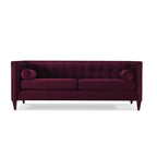 Jack 84" Modern Tuxedo Tufted Sofa, Burgundy Velvet