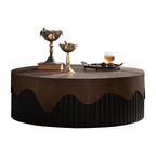 38.97" Round Handcrafted Relief Coffee Table