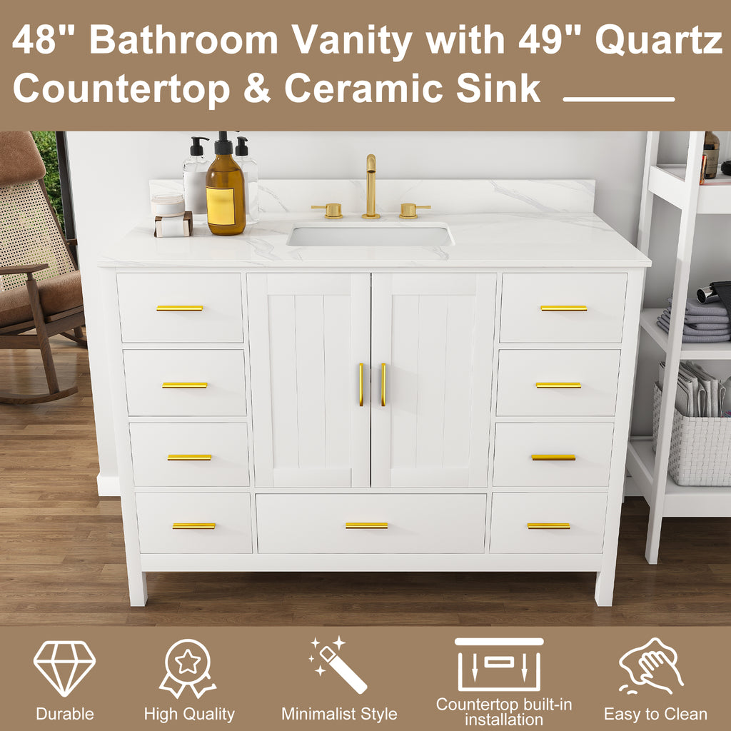 48" Modern Solid Wood Bathroom Vanity with Sink