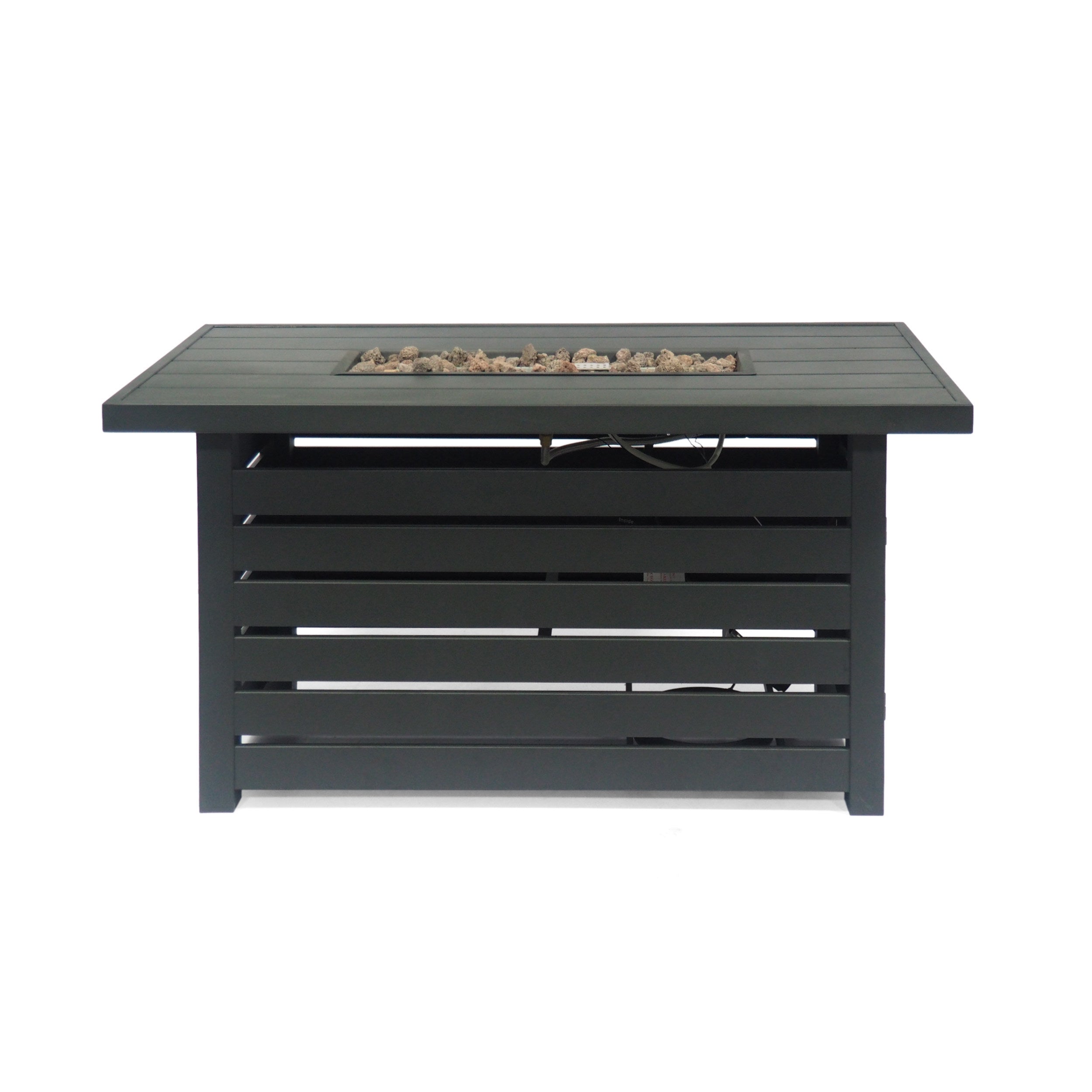 Rectangular Iron Fire Pit - 30,000 BTU - Tank Cover Inside