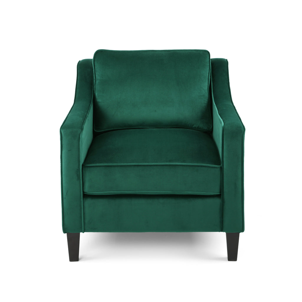 Green Velvet Upholstered Club Chair