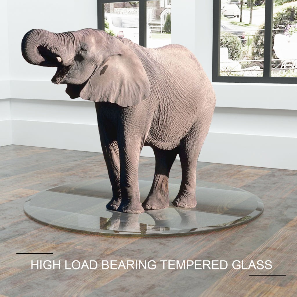 36-Inch Round Tempered Glass Table Top, Clear, 1/4-Inch Thick
