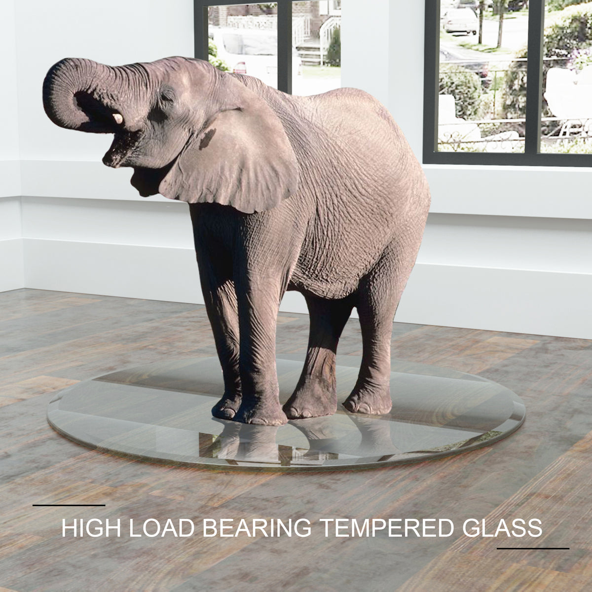 36-Inch Round Tempered Glass Table Top, Clear, 1/4-Inch Thick