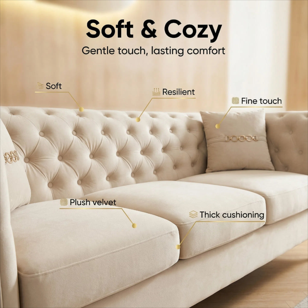 Contemporary Faux Sherpa Fabric Sofa With Pillows