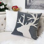 Holiday Reindeer Velvet Accent Pillow 20x20